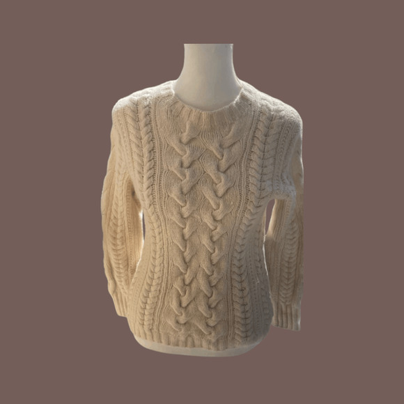 J.Crew Cable Knit Sweater | Cream Wool | Size S | Vintage - Picture 1 of 3